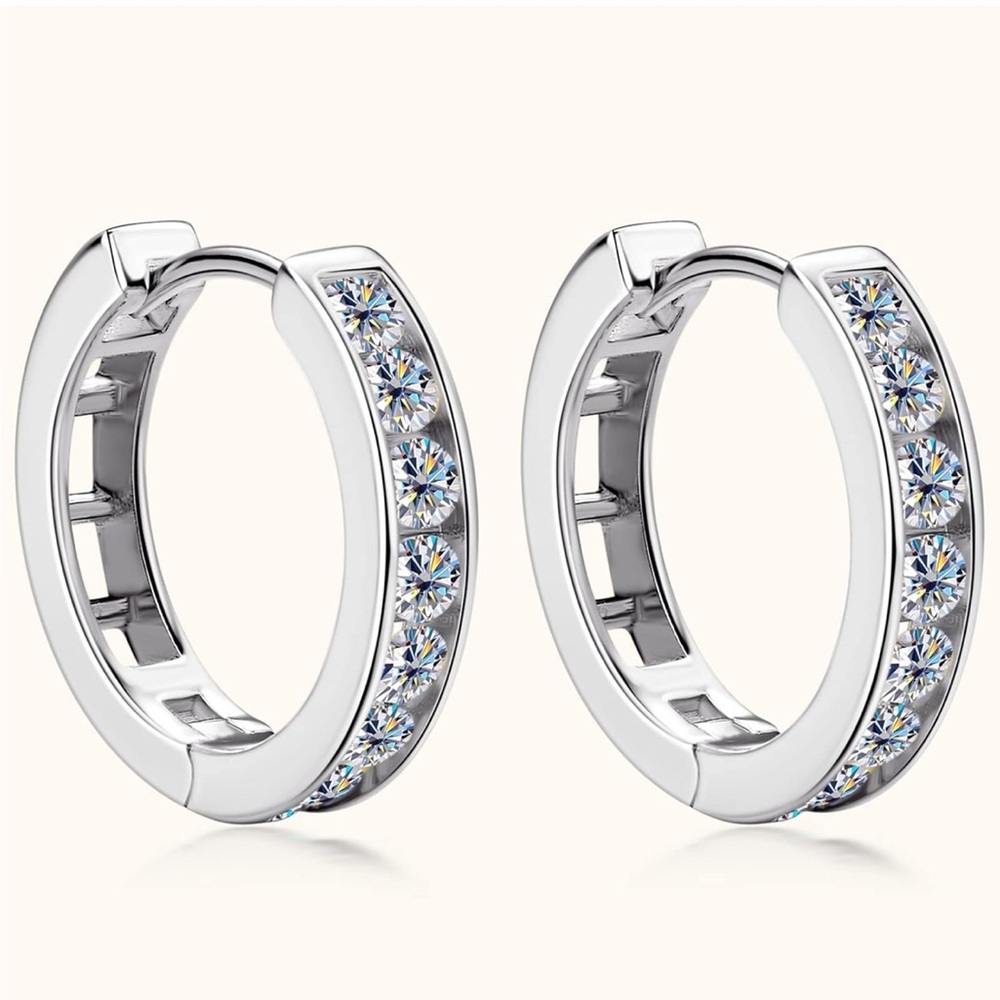 14k Diamond Huggie Hoop Earrings